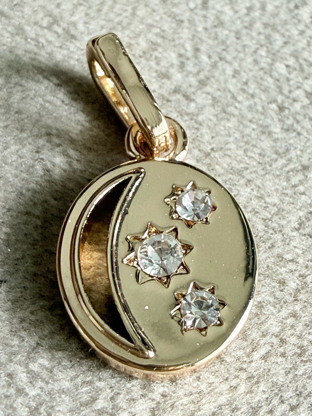Gold Moon & Stars Crystal Pendant Necklace - Unbranded